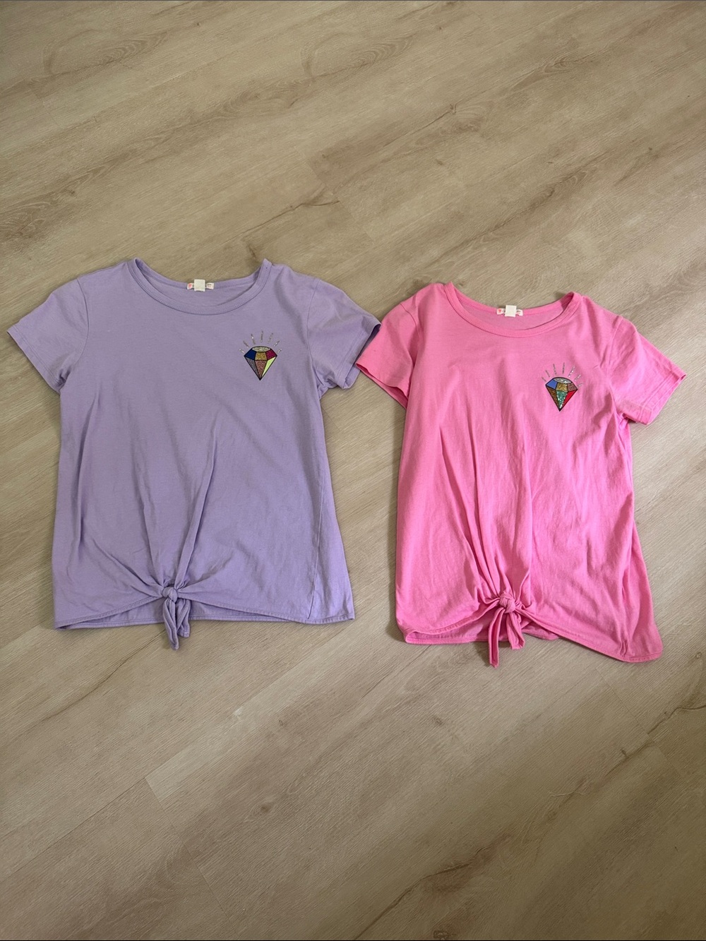 Crewcuts Pink & Lavender Tie-Front Short Sleeve Tees